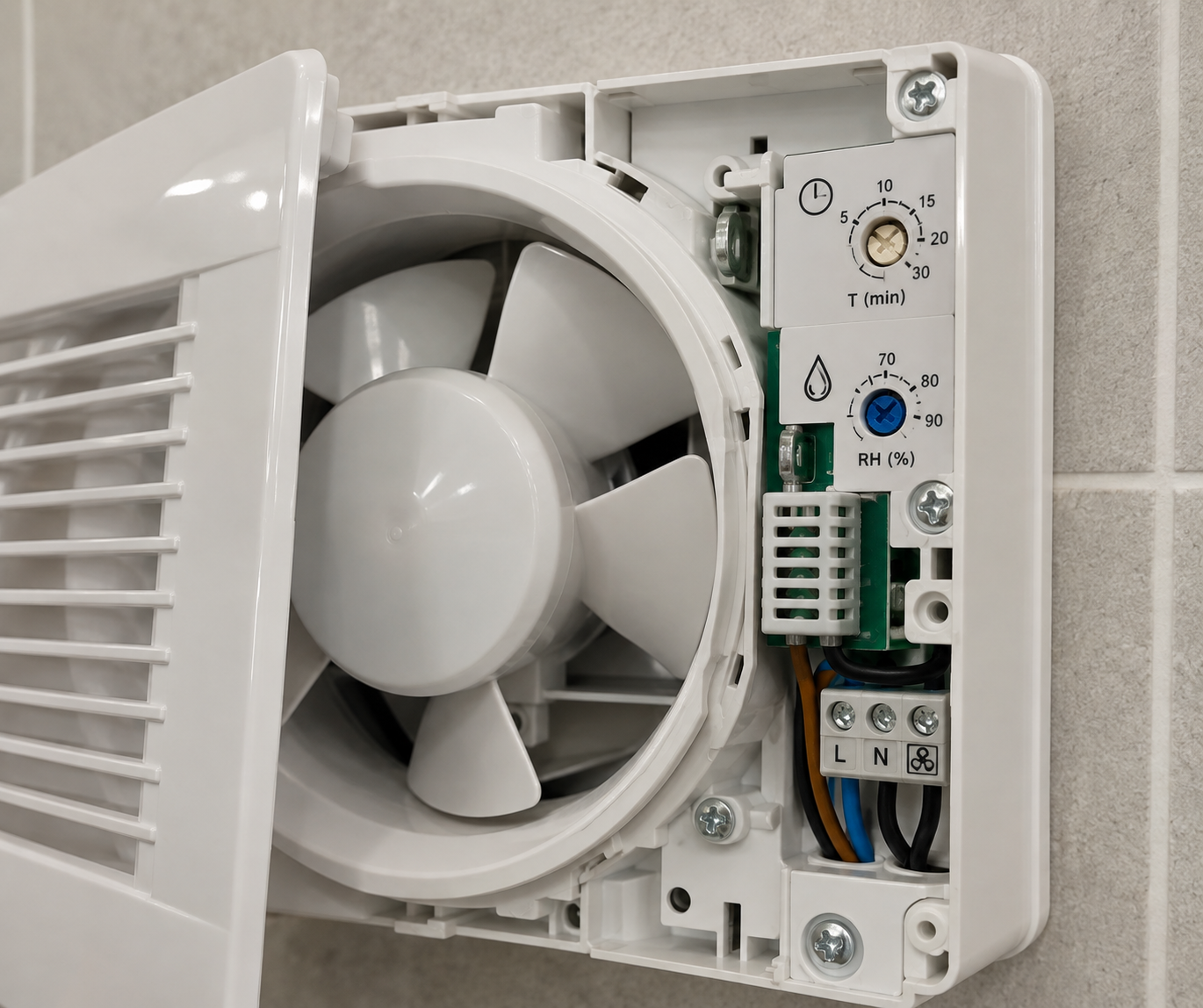 Humidity-Controlled Bathroom Fan Connection