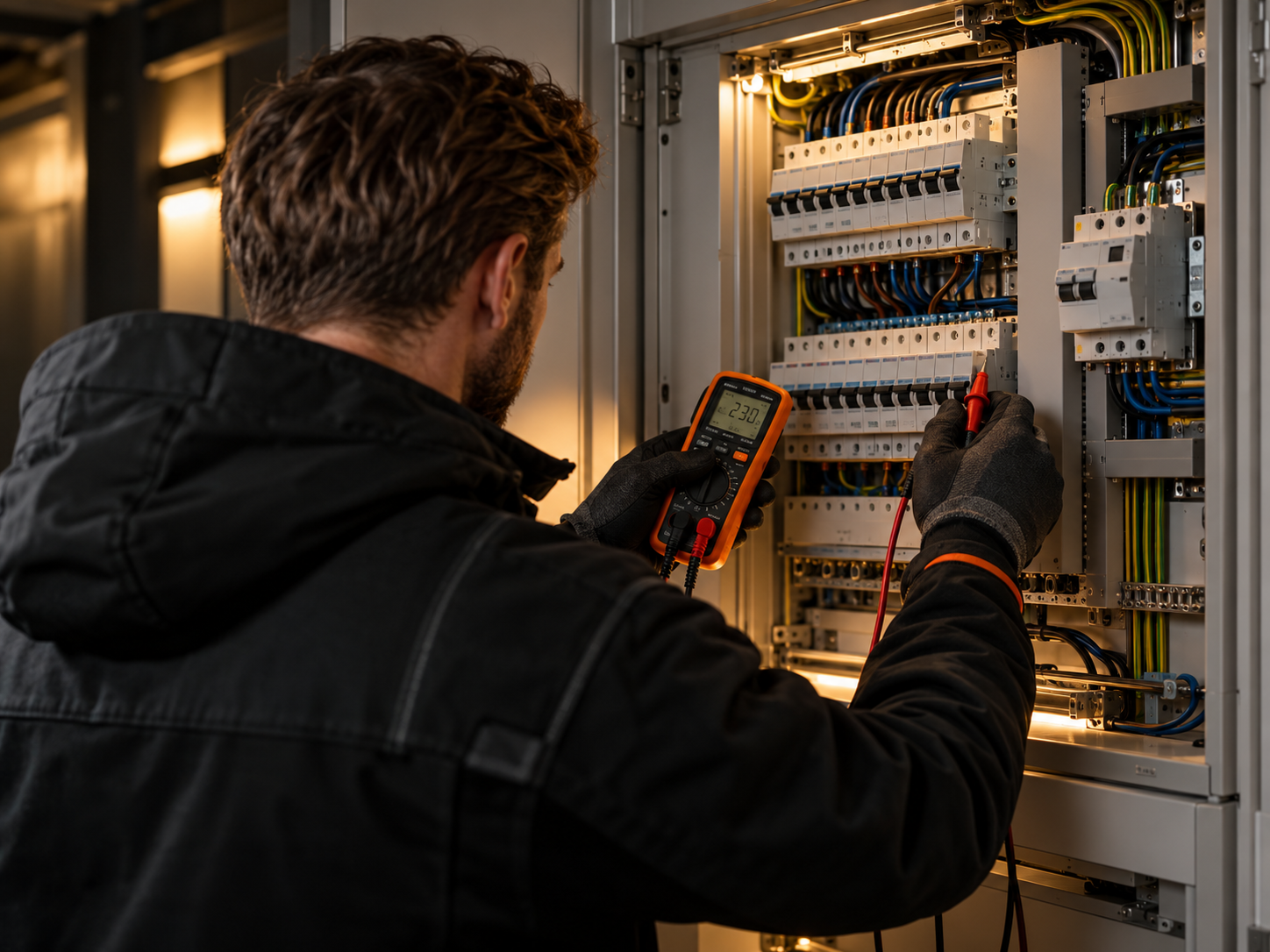 Elektriker diagnostiserar ett elektriskt fel